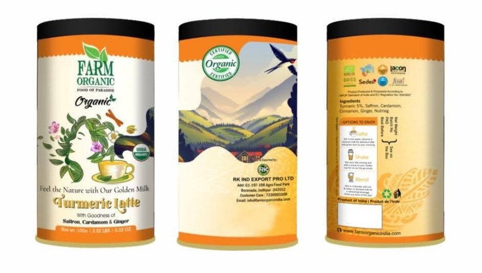 B FARM ORGANIC - Golden Milk (Turmeric Latte) - 100 GMS - TIN