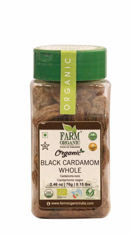 B FARM ORGANIC - Organic Black Cardamom - 70 GMS - PET JAR