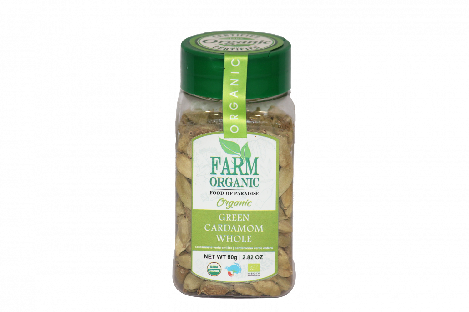 B FARM ORGANIC - Organic Green Cardamom - 080 GMS - PET JAR