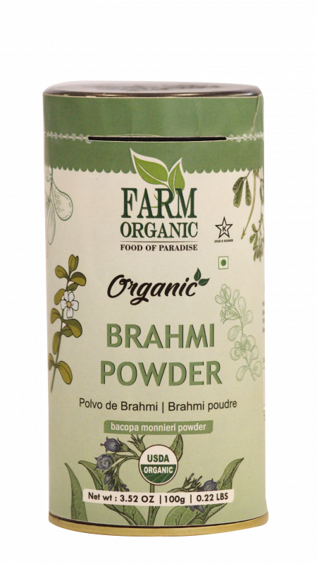B FARM ORGANIC - Organic Brahmi Powder - 100 GMS - TIN