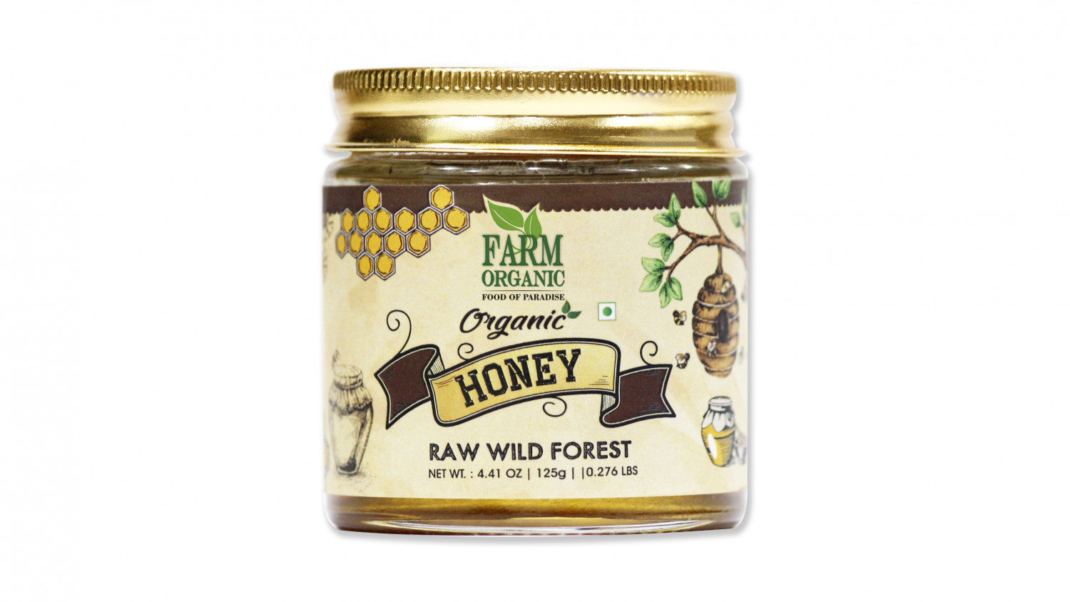 B FARM ORGANIC - Organic Multiflora Honey - 125 GMS - GLASS JAR