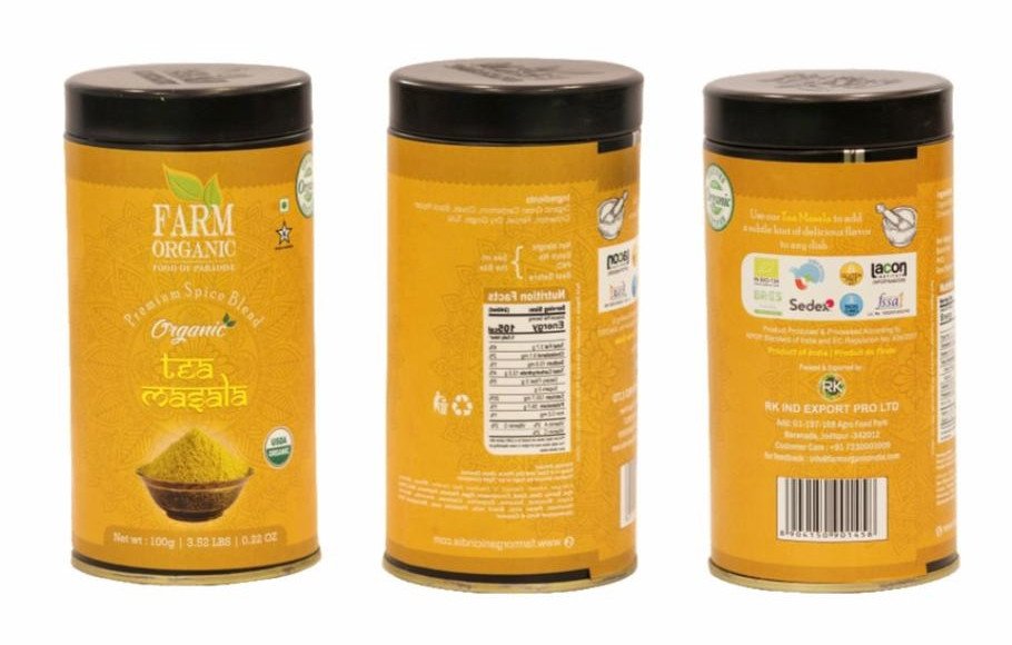 B FARM ORGANIC - Tea Masala - 100 GMS - TIN