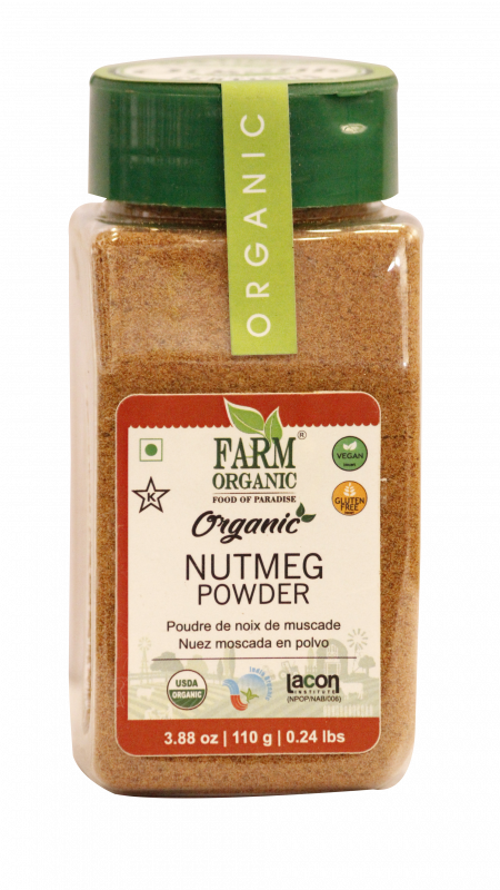 B FARM ORGANIC - Organic Nutmeg Powder - 110 GMS - PET JAR