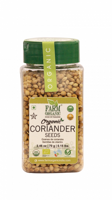 B FARM ORGANIC - Organic Coriander Seeds Whole - 70 GMS - PET JAR